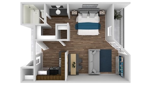Floor plan for studio, 1 bath, 466 sqft